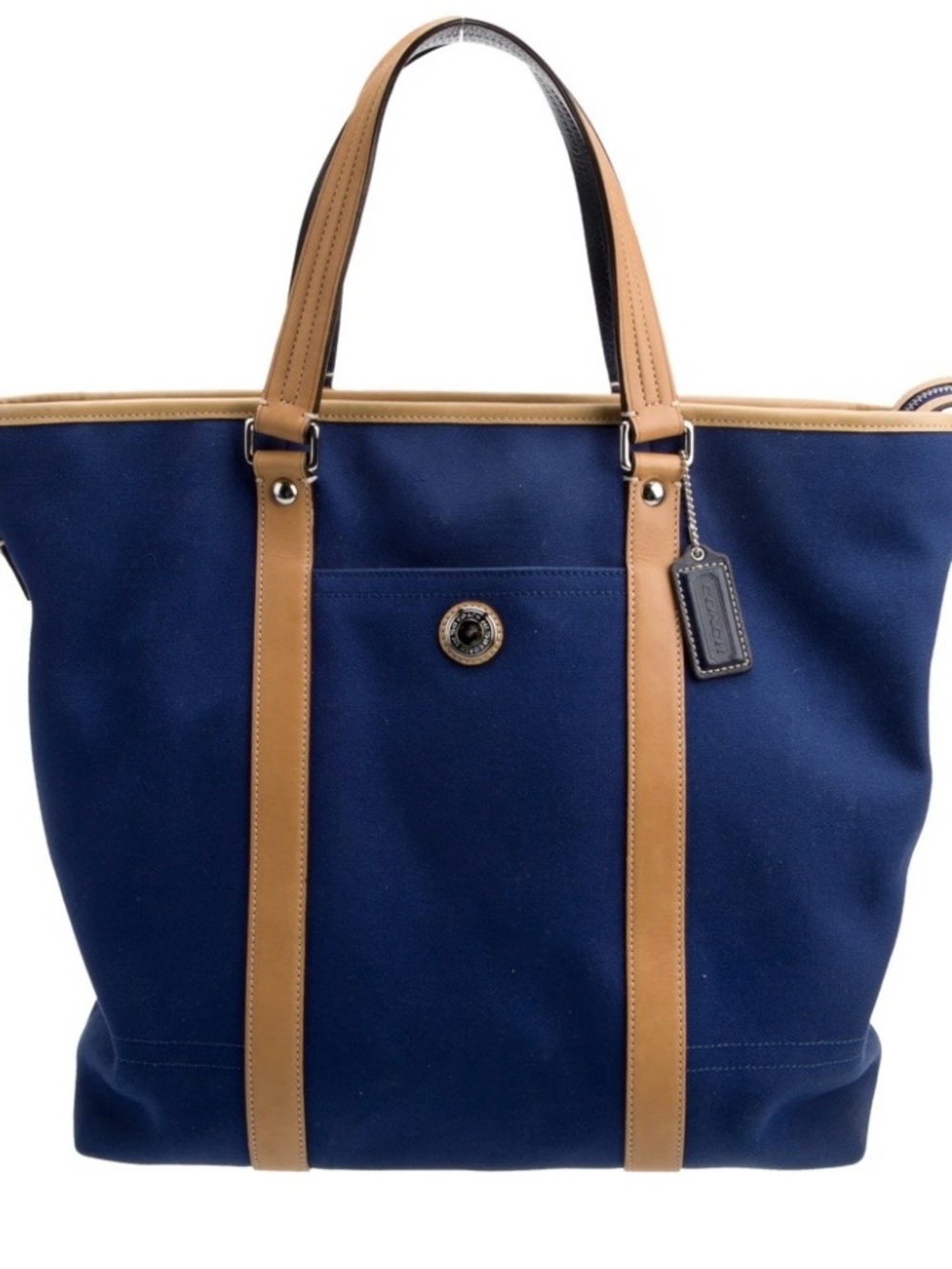 Coach Canvas Tote with Tan Leather Trim